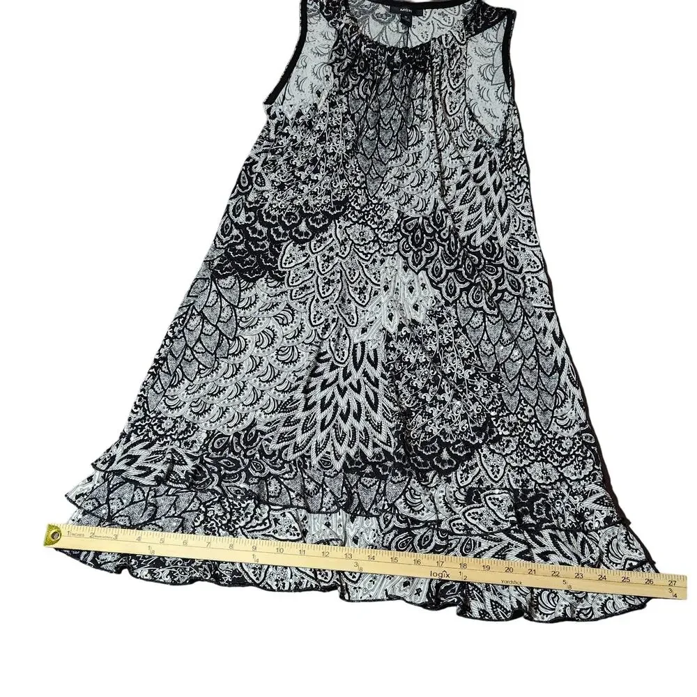 MSK Black & White Sequin Ruffle Hem Party Cocktail Dress Size M A1.11